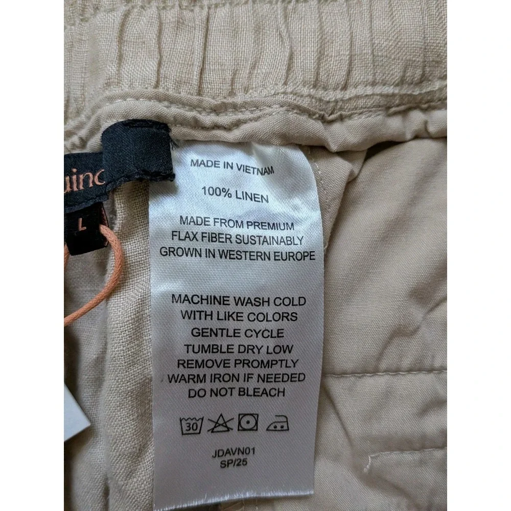 Quince European Linen Wide Leg Pants Womens Large (Fits 32x26) Driftwood NWT
